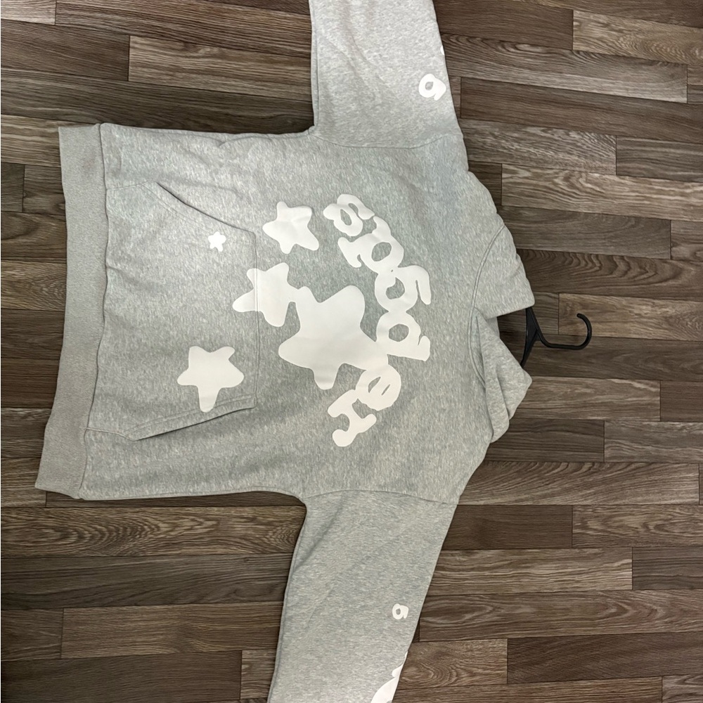 Gray Hoodie with White Star Design